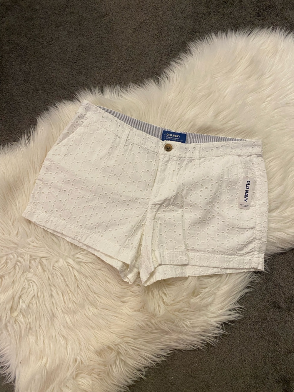 Old Navy White Eyelet Cotton Bermuda Shorts